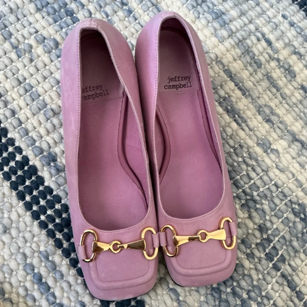 Jeffery Campbell nobility pump Pink Gold Decorative Hardware square toe size 7 - Picture 3 of 6